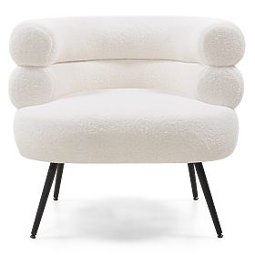 Upholstered Armchair/Chair Leya Ecru, Rounded, Black Legs