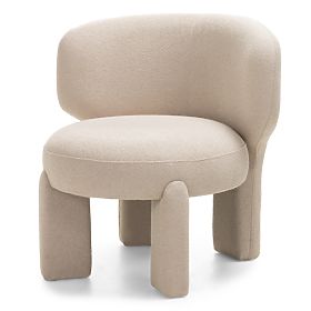 Upholstered Armchair Elaine Beige, Boucle, Rounded Shapes