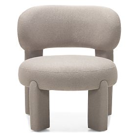 Upholstered Armchair Falone Grey-Beige, Boucle, Rounded