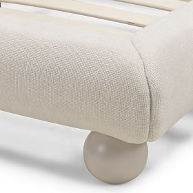 Upholstered Bed Booli 160x200 cm, with Slatted Base, Ball Legs, Light Beige