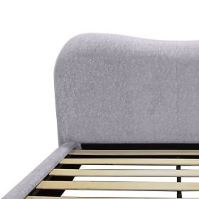 Upholstered Bed Bowee 160x200 cm, with Slats, Gray, Ball Legs