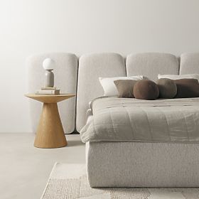 Upholstered Bed Fencee 160x200 cm, with Slats, Rounded, Light Beige, lectus