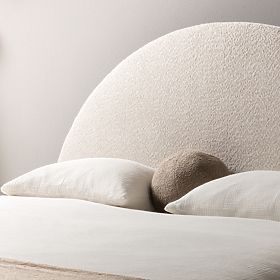 Upholstered Bed Orbi 140x200 cm, with Slatted Base and Storage, Rounded, Beige