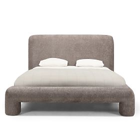 Upholstered Bed Rolly 160x200 cm, with Slats, Rounded, Brown