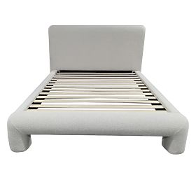 Upholstered Bed Rolly 160x200 cm, with Slatted Frame, Rounded, Light Grey