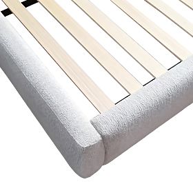 Upholstered Bed Rolly 160x200 cm, with Slatted Frame, Rounded, Light Grey