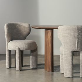 Upholstered Chair Elaine Beige, Rounded Shape