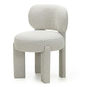 Upholstered Chair Falone Beige-Grey, Boucle, Rounded Shapes