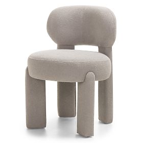 Upholstered Chair Falone Grey-Beige, Boucle, Rounded Shapes