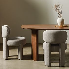 Upholstered Chair Falone Grey-Beige, Boucle, Rounded Shapes