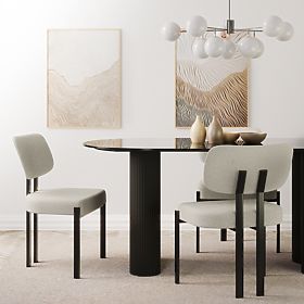 Upholstered Chair Flare, Beige/Black Legs