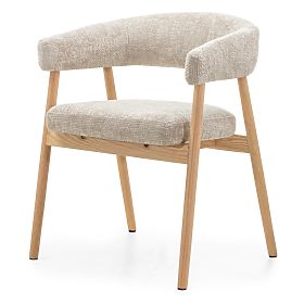 Upholstered Chair Giovani, Beige/Oak Wood, Rounded