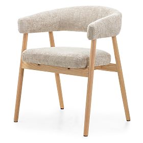 Upholstered Chair Giovani, Beige/Oak Wood, Rounded