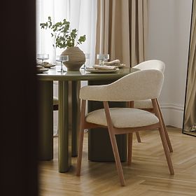 Upholstered Chair Sorrento, Beige, Boucle/Light Walnut