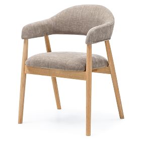 Upholstered Chair Sorrento, Dark Beige, Oak