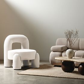 Vasto Relaxation Chair, Cream, Velvet, Rounded Shapes