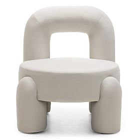 Vasto Relaxation Chair, Cream, Velvet, Rounded Shapes