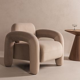 Vico Relaxation Chair, Light Beige, Velvet