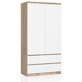 WARDROBE S90 2D 2DR CLP PK SONOMA / WHITE