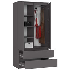 WARDROBE S90 2D 2SZ CLP PK GRAPHITE GRAY