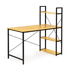 Wooden Loft Computer Desk with Shelves