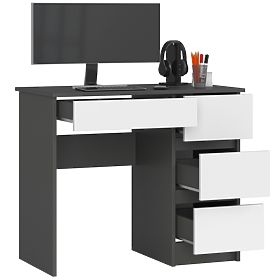 WRITING DESK A-7 CLP PK GRAY / WHITE RIGHT-SIDED