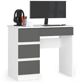 WRITING DESK A-7 CLP PK WHITE / GRAY LEFT-SIDED