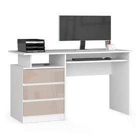 WRITING DESK CLP 135 cm PK WHITE / CAPPUCCINO GLOSS