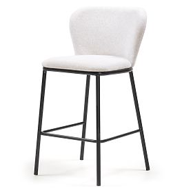 Yasmin II Bar Stool, Ecru/Black Legs