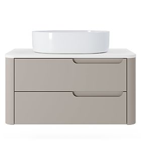 Zora Under-Counter Cabinet for Basin, Rounded, White/Brown-Gray