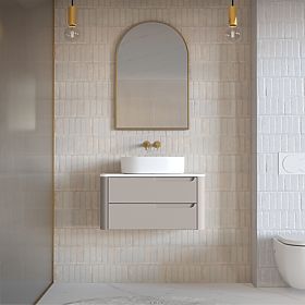 Zora Under-Counter Cabinet for Basin, Rounded, White/Brown-Gray